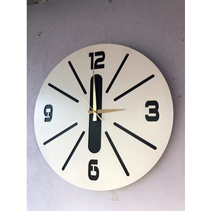 AA Shop Beyaz Renk Hediyelik Ahşap Dekoratif Farklı Desenli Duvar Saati 50CM