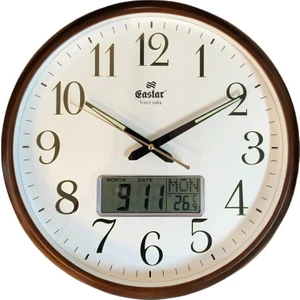 Ahşap Görünümlü Dijital Takvim Fosforlu Duvar Saati 5140