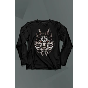 Kendim Seçtim Kurt Kafası Wolf Head Bozkurt Kırmızı Gözlü Uzun Kollu Tişört Baskılı T-Shirt