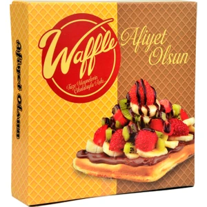 Miyo Ambalaj Waffle Kutusu 100'LÜ Paket | 18X18X4 cm Selefonlu Krome Karton Baskılı Ambalaj