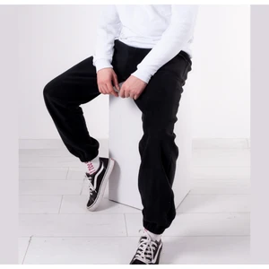 Kadın Erkek Siyah Cepli Paçası Lastikli Polar Eşofman Altı