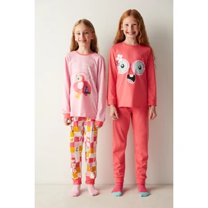 Kız Çocuk Pinky Eyes Uzun Kollu 2'li Pijama Takımı