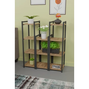 Metal Dekoratif Çok Amaçlı Raf 11 Raflı Banyo Mutfak Rafı Çiçeklik Organizer Atlantik Çam