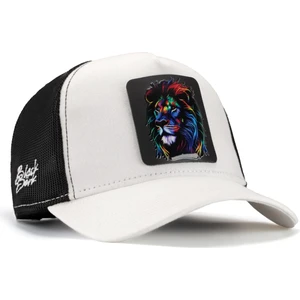V1 Trucker Aslan - 7 Kod Logolu Beyaz-Siyah Şapka (Cap)