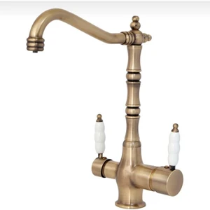 İsaoğlu Yapı Arıtmalı Mutfak Bataryası Mat Gold Arıtıcılı Evye Musluğu Mat Antik Gold Rustik Tasarım Arıtmalı Batarya