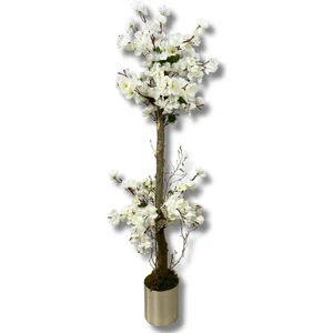 Beyaz Bahar Dalı 100 cm 12X12 Metal Saksı