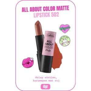 All About Color Matte Lipstick Nemlendirici Mat Ruj - 502 My Empire - Turuncu