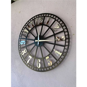 AA Shop Siyah Renk Gri Sayılı Hediyelik Ahşap Dekoratif Farklı Desenli Ev Hediyelik Duvar Saati 50CM