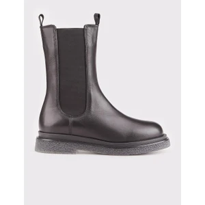 Hakiki Deri Siyah Kadın Günlük Bot Çizme