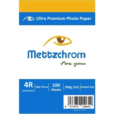 Mettzchrom Parlak Fotoğraf Kağıdı 100 Sayfa 260 gr 10 x 15