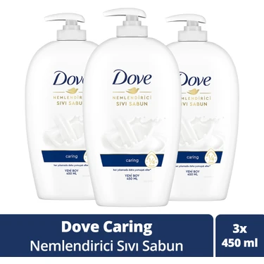 Dove Nemlendirici Sıvı Sabun Caring 1/4 Nemlendirici Krem Etkili 450 Ml X3