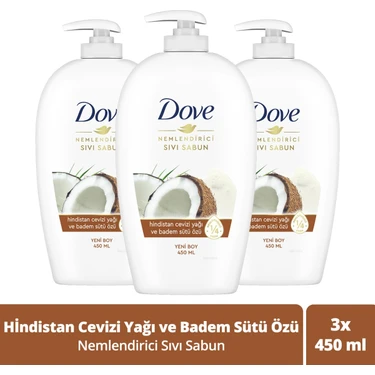 Dove Nemlendirici Sıvı Sabun Hindistan Cevizi Yağı Ve Badem Sütü Özü 450 Ml