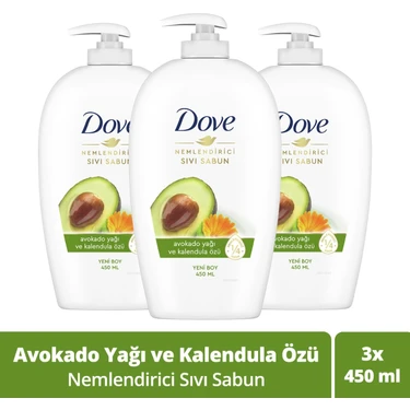 Dove Nemlendirici Sıvı Sabun Avokado Yağı ve Kalendula Özü 450 ml x3