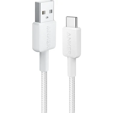 Anker 322 USB-C to USB-A 1.8m Şarj/Data Kablosu - Beyaz - 30W Güç Destekli -  A81H6 (Anker Türkiye