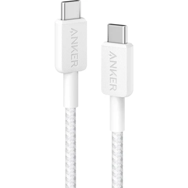 Anker 322 USB-C to USB-C 1.8m Şarj/Data Kablosu - Beyaz - 60W Güç Destekli -  A81F6 (Anker Türkiye