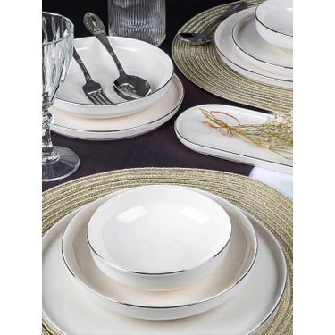 Farika Zühre 24 Parça Yalın Platin Yaldız Yemek Seti Fiyatı