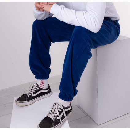 Kadın Erkek Lacivert Cepli Paçası Lastikli Polar Eşofman Altı