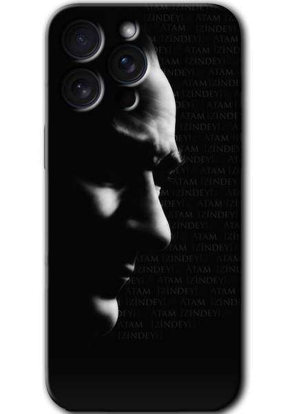 Apple iPhone 15 Pro Max Pro Uyumlu Kılıf Hd Desen Baskılı Arka Kapak + Kırılmaz Cam - Atam Izindeyiz