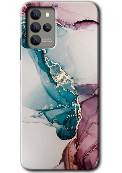 Omix X700 Kılıf Hd Desen Baskılı Arka Kapak + Kırılmaz Cam - Liquid Mermer