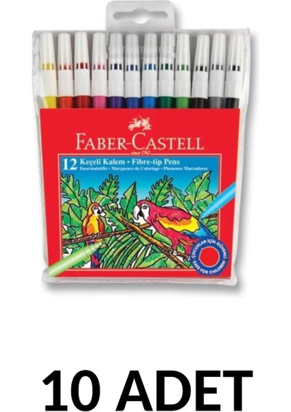 Faber Castell 12 Li keçeli Kalem Yıkanabilir 10 Adet
