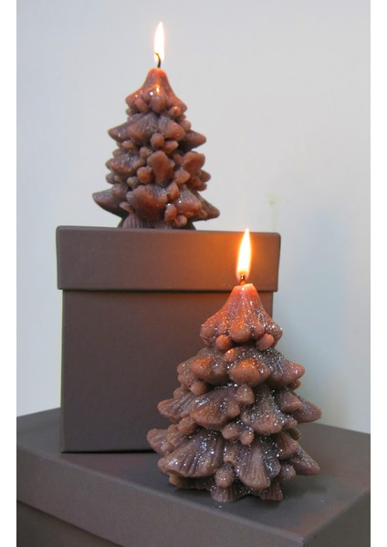 Dekoratif Gri Simli Yılbaşı Ağacı Mum(17 Cm) modelleri