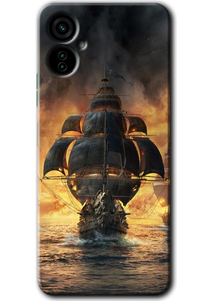 Tecno Camon 19 Neo Kılıf Hd Desen Baskılı Arka Kapak + Kırılmaz Cam - Siyah Inci