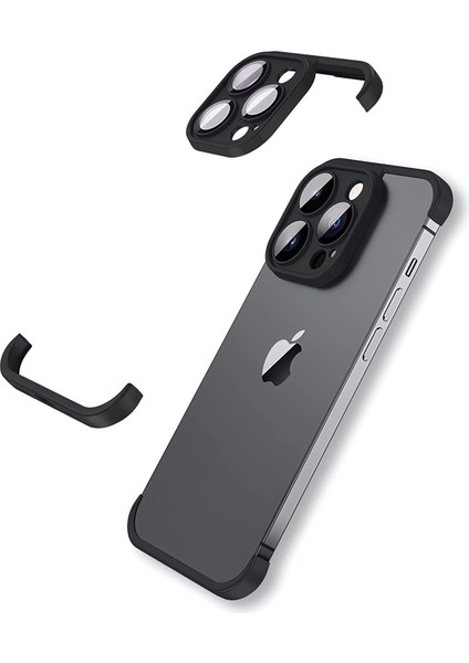 Iphone 14 Pro Max Uyumlu Kamera Lens Koruyucu ve Çerçeve Koruyucu Kılıf