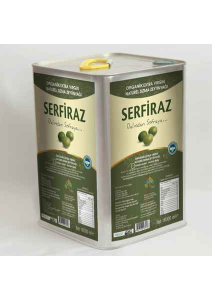 Serfiraz Ekstra Virgin,Soğuk Sıkım Organik Sertifikalı Zeytinyağı 18 Litre