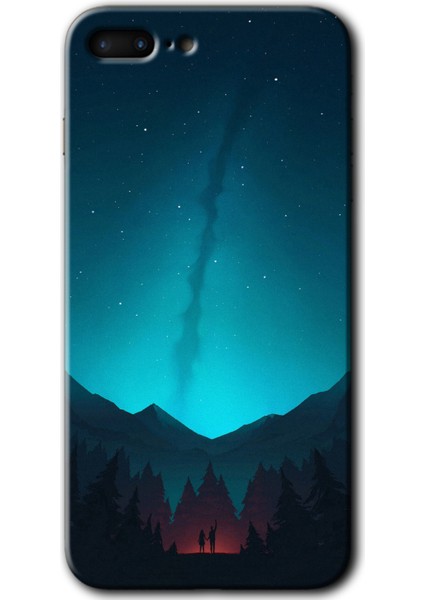 Apple iPhone 7 Plus Kılıf Hd Desen Baskılı Arka Kapak + Kırılmaz Cam - Night Fores Mount