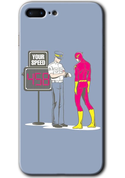 Apple iPhone 7 Plus Kılıf Hd Desen Baskılı Arka Kapak + Kırılmaz Cam - Hız Limiti