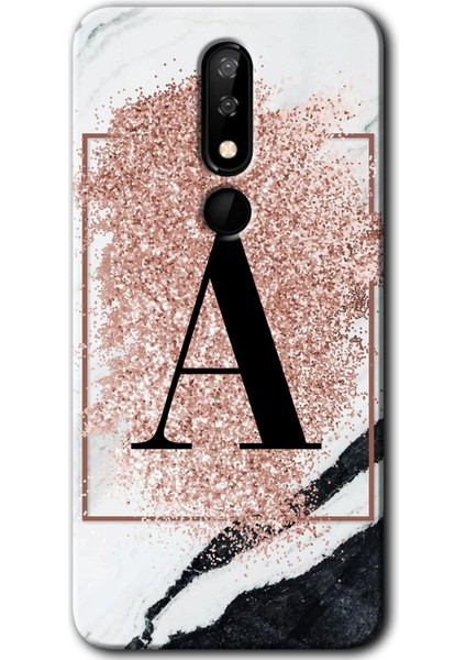 Casper Via P3 Kılıf Hd Desen Baskılı Arka Kapak - Pembe Mermer Desenli A Harfi