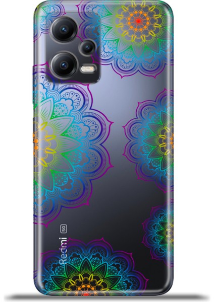 Xiaomi Redmi Note 12 5g Kılıf Esnek Silikon Kamera Koruma 4K Desenli Özel Tasarım - Rainbow Mandala
