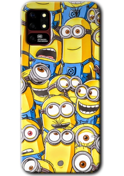 Reeder S19 Max Kılıf Hd Desen Baskılı Arka Kapak + Kırılmaz Cam - Minion Ordusu