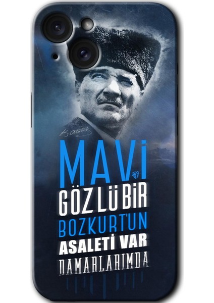 Apple iPhone 15 Uyumlu Kılıf Hd Desen Baskılı Arka Kapak - Bozkurt Atatürk