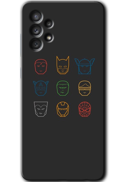 Galaxy A13 Kılıf Hd Desen Baskılı Arka Kapak + Kırılmaz Cam - Avengers Minimalism