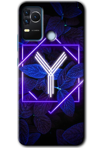 Omix X400 Kılıf Hd Desen Baskılı Arka Kapak - Dark Neon Yaprak Y Harfi