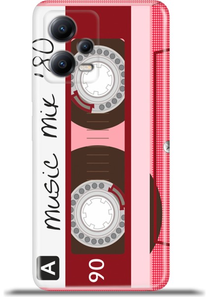 Xiaomi Redmi Note 12 5g Kılıf Esnek Silikon Kamera Koruma 4K Desenli Özel Tasarım - Pembe Kaset