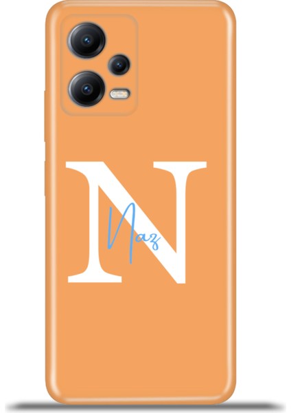 Xiaomi Redmi Note 12 5g Kılıf Silikon Esnek Kamera Koruma Kişiye Özel Isim Harf Zao Turuncu - N