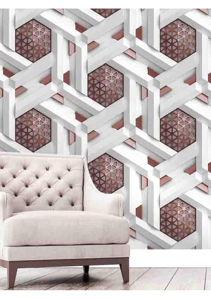 dreamwall 3D Geometrik Petek Izgara Desenli Tekstil Duvar Kağıdı