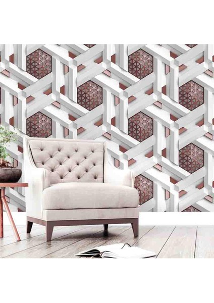 dreamwall 3D Geometrik Petek Izgara Desenli Tekstil Duvar Kağıdı