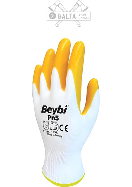 Pn5 Nitril Eldiven Polyester Astarlı No:10 Xl Beden Iş Eldiveni 12 Adet