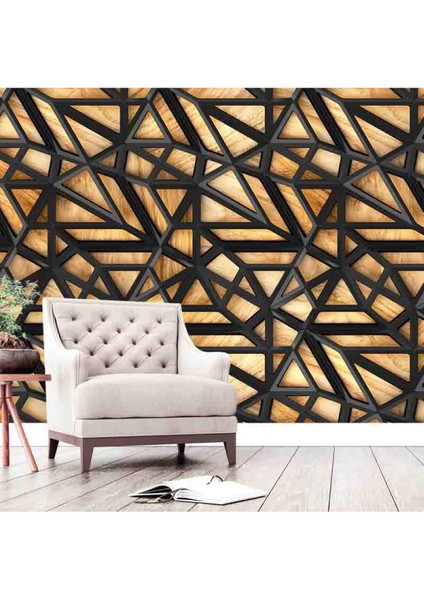 dreamwall Geometrik Şekilli Ahşap Desenli Yırtılmaz Tekstil Duvar Kağıdı