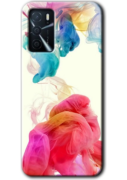 Oppo A16 Kılıf Hd Desen Baskılı Arka Kapak + Kırılmaz Cam - Gökkuşağı Color