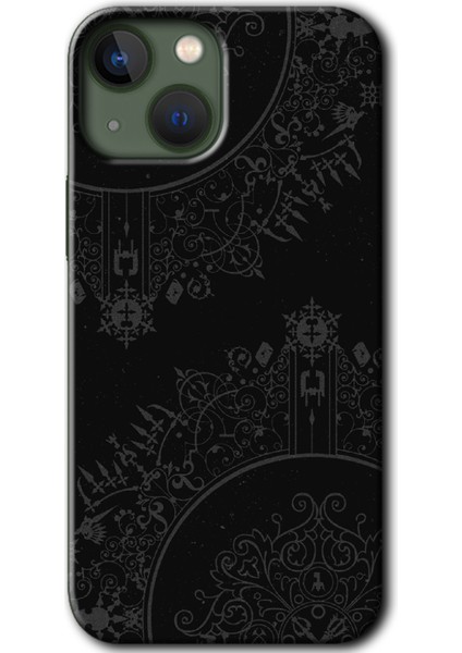 Apple iPhone 13 Kılıf Hd Desen Baskılı Arka Kapak - Siyah Mandala