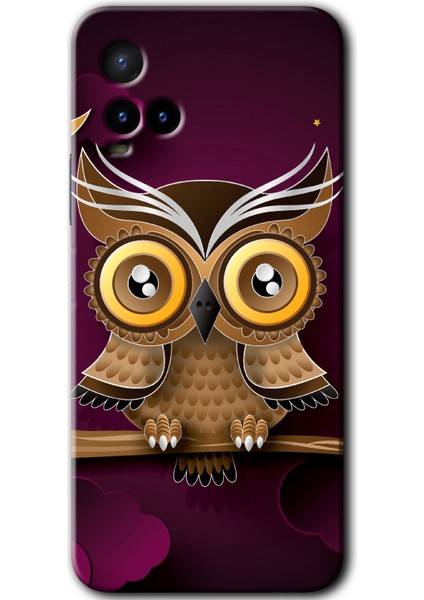 Vivo Y21S Kılıf Hd Desen Baskılı Arka Kapak + Kırılmaz Cam - Owl Bird Branch