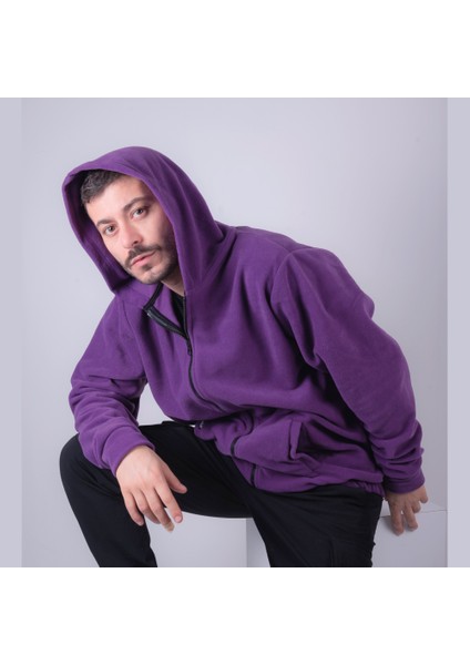 Kadın Erkek Fermuarlı Kapşonlu Polar Sweatshirt