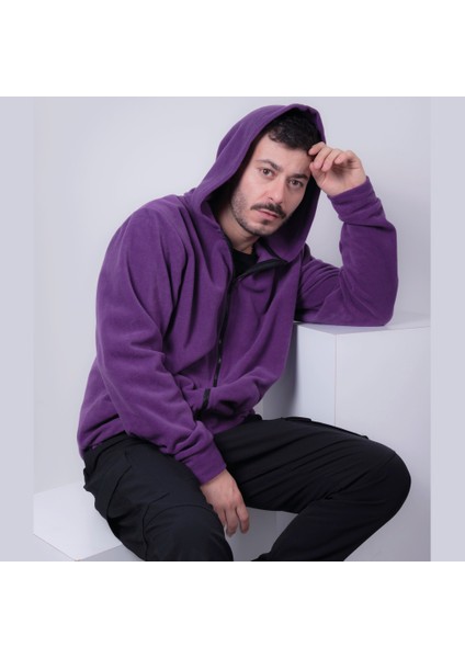 Kadın Erkek Fermuarlı Kapşonlu Polar Sweatshirt