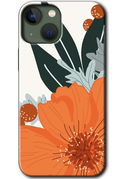 Apple iPhone 13 Kılıf Hd Desen Baskılı Arka Kapak - Portakal Çiçeği