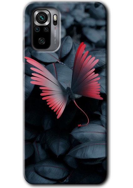 Redmi Note 10S Kılıf Hd Desen Baskılı Arka Kapak + Kırılmaz Cam - Dark Butterfly