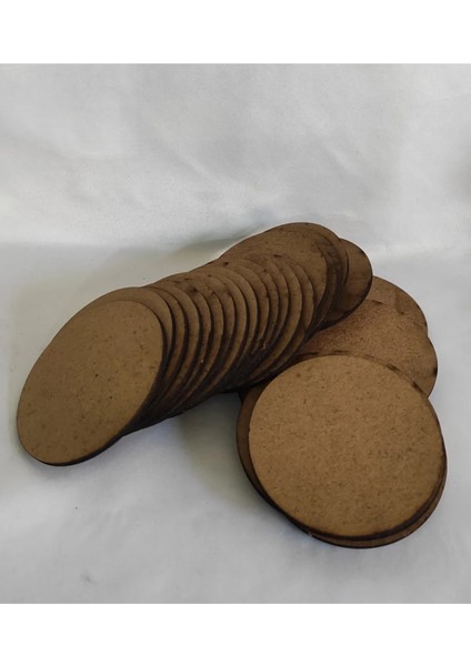50 Adet 12 cm (2.5.mm)Mdf Yuvarlak Magnet Tahtası Naturel Ahşap